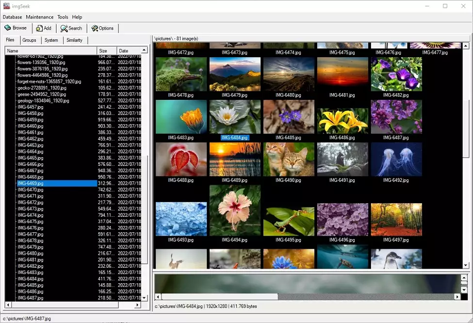imgSeek - Logiciel d'organisation de photos pour l'édition de métadonnées
