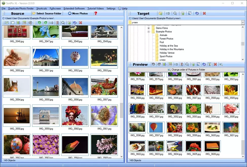 SortPix XL - Programma per organizzare foto e cercatore di foto duplicate