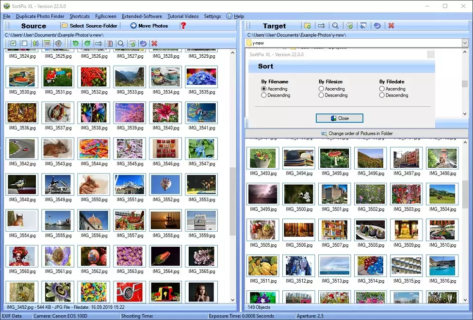 SortPix XL - Foto's organiseren software en dubbele foto vinder