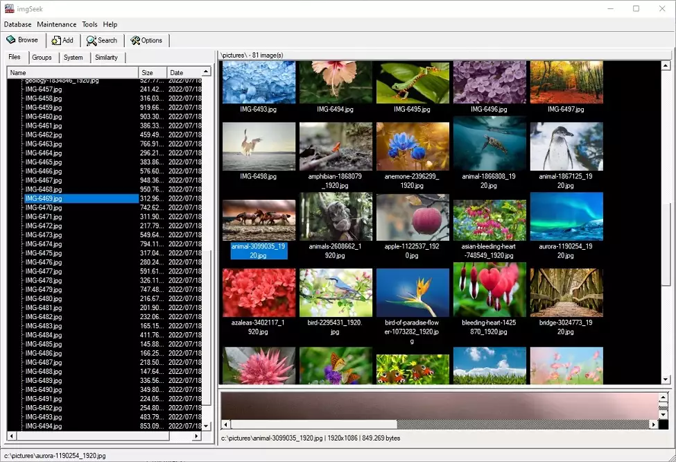 imgSeek - Redigera metadata fotoorganiseringsprogram